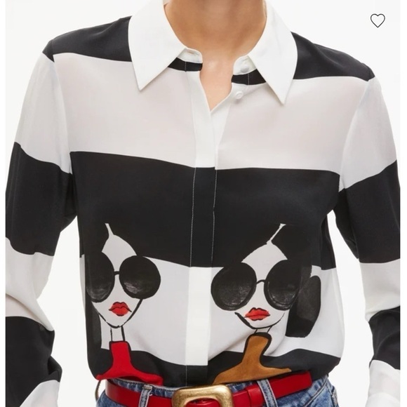 Alice + Olivia Tops - Alice + Olivia Willa Silk Striped Shirt